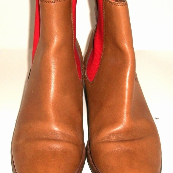 Vtg COACH Butterscotch-Tan Leather Flat Chelsea Boots with Orange Panels 6.5M - Picture 5 of 9